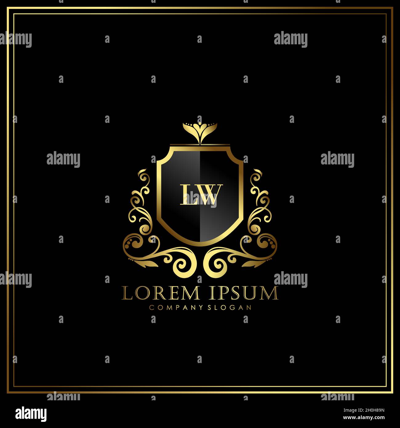 LW Initial Letter Luxury Logo template in vector for Restaurant, Royalty, Boutique, Cafe, Hotel, Heraldic, Jewelry, Fashion and other vector illustrat Stock Vector