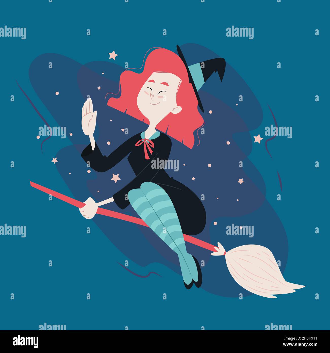 cute halloween witch broom vector design illustration Stock Vector ...