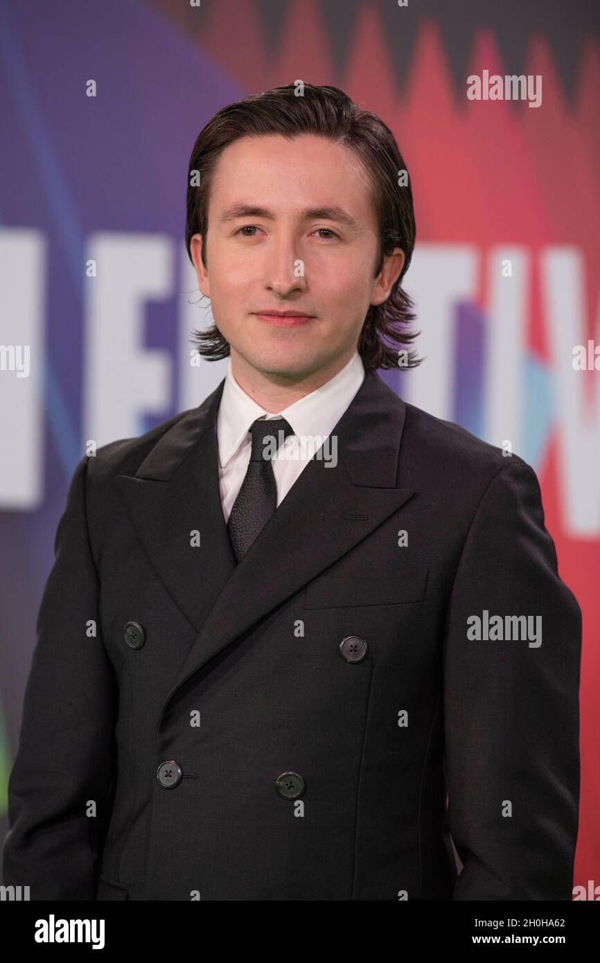 LONDON, ENGLAND - OCTOBER 12: Jonah Lees attends the World Premiere of 'The Phantom Of The Open' during the 65th London Film Festival at The Royal Festival Hall on October 12, 2021 in London, England. Photo by Gary Mitchell/Alamy Live News Stock Photo