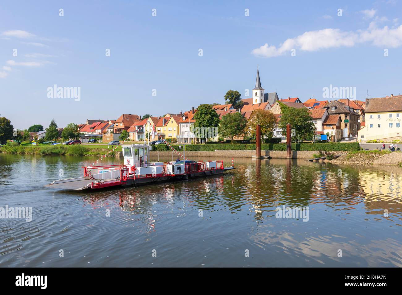 Ferry, Wipfeld, Mainfranken, Lower Franconia, Franconia, Bavaria, Germany Stock Photo