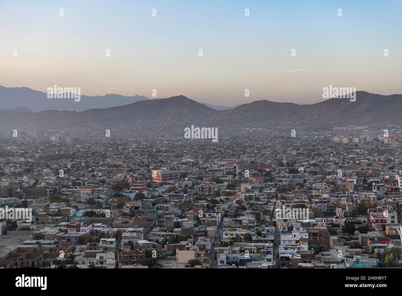 Overlook over Kabul at sunset, Afghanistan Stock Photo