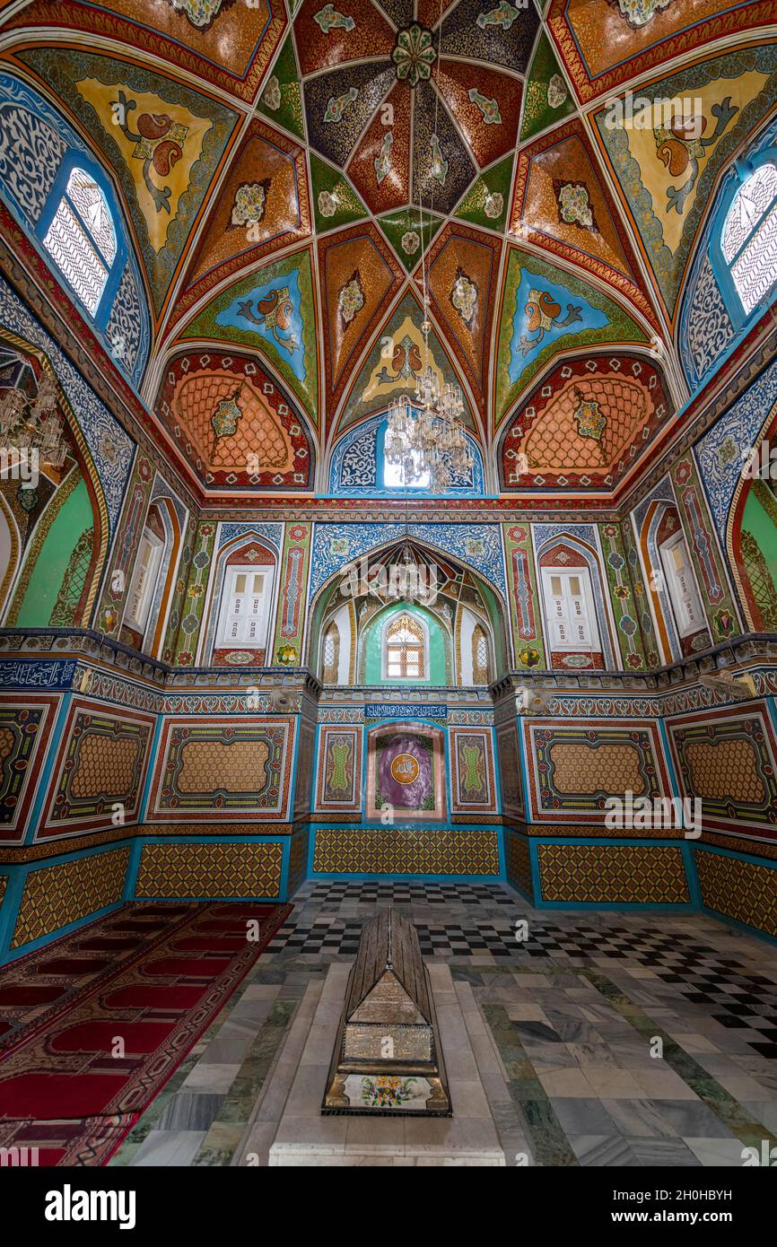 Beautiful interior of the Mausoleum of Mirwais Khan Hotaki, Kandahar, Afghanistan Stock Photo