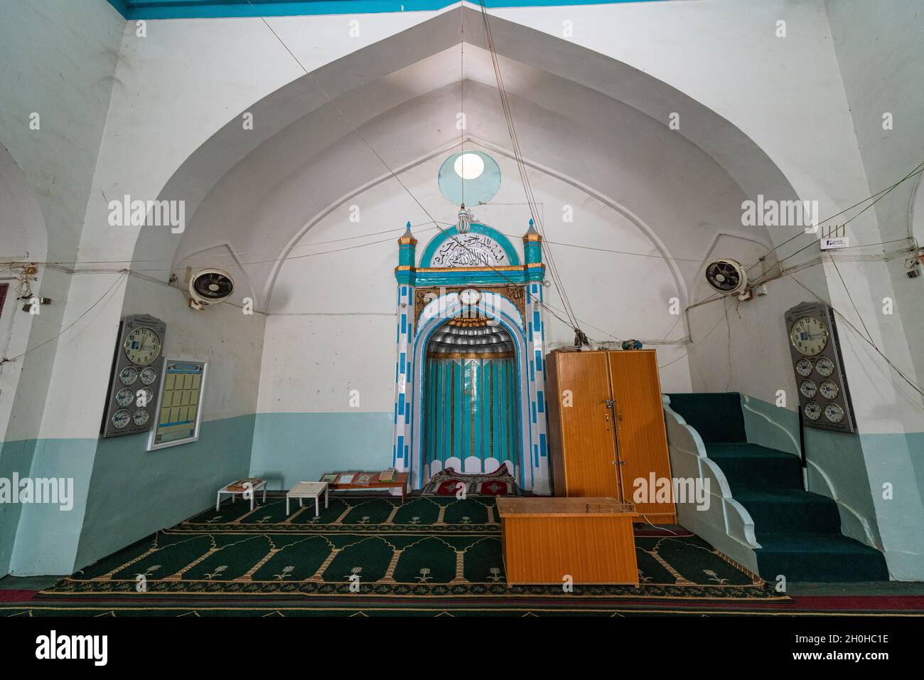 Interior of the red mosque, the mosque where Mullah Omar preached, Kandahar, Afghanistan Stock Photo