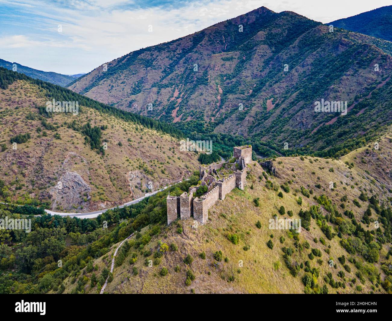 Aerial of the Maglic castle, Kaljevo, Serbia Stock Photo