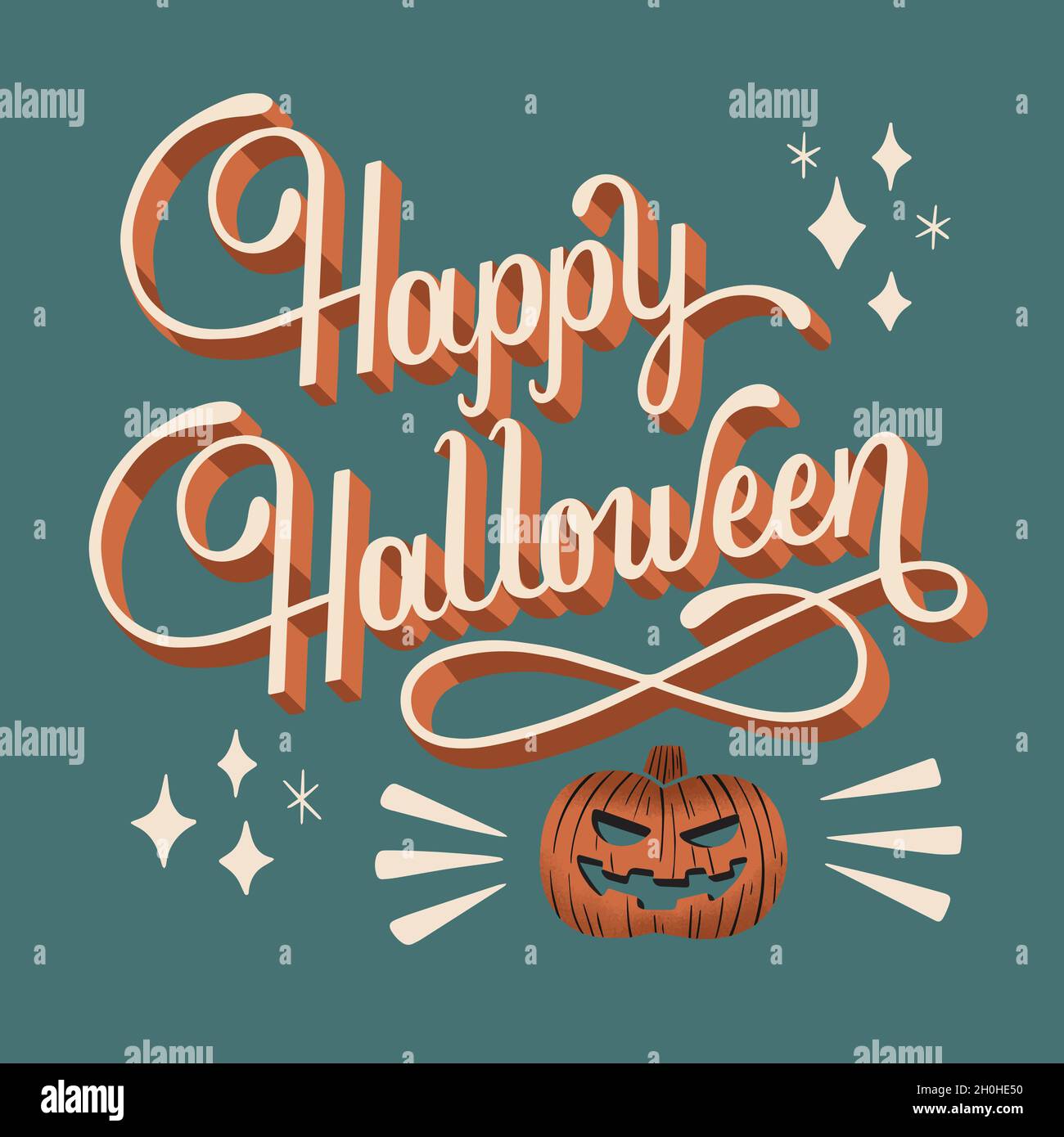 happy halloween lettering vector design illustration Stock Vector Image ...
