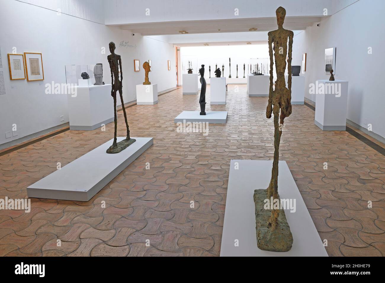 Statues by Alberto Giacometti, Fondation Maeght, Museum of Contemporary Art, St. Paul de Vence, Departement Alpes-Maritimes, Provence-Alpes-Cote Stock Photo