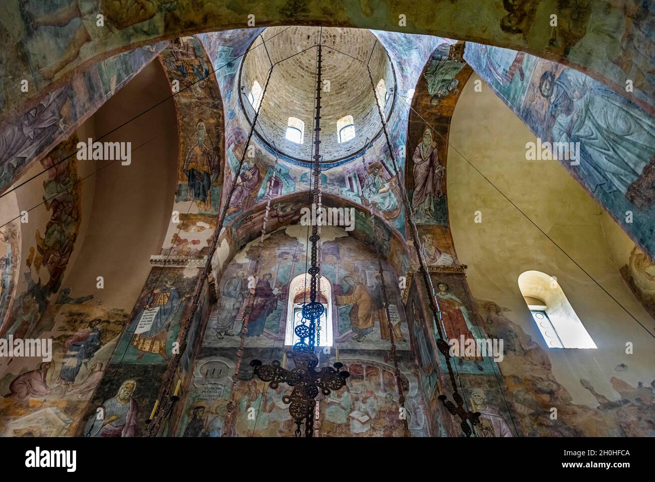 Beautiful wall paintings, Unesco world heritage site Sopocani monastery, Novi Pazar, Serbia Stock Photo