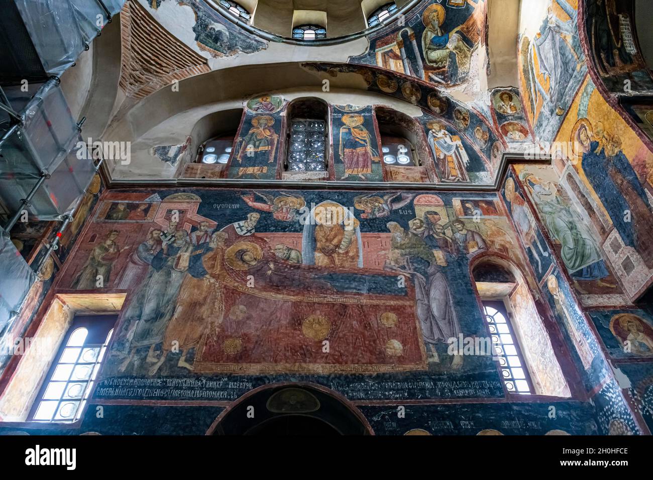 Beautiful wall paintings, Unesco world heritage site Studenica monastery, Novi Pazar, Serbia Stock Photo
