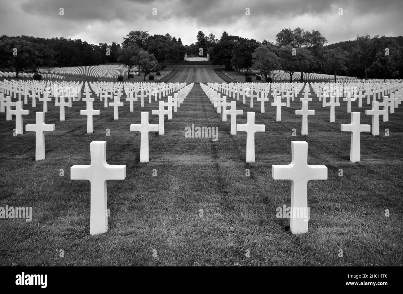 US American Military Cemetery, Cimetiere militaire americain de Saint-Avold, English Lorraine American Cemetery and Memorial, Saint-Avold, Moselle Stock Photo