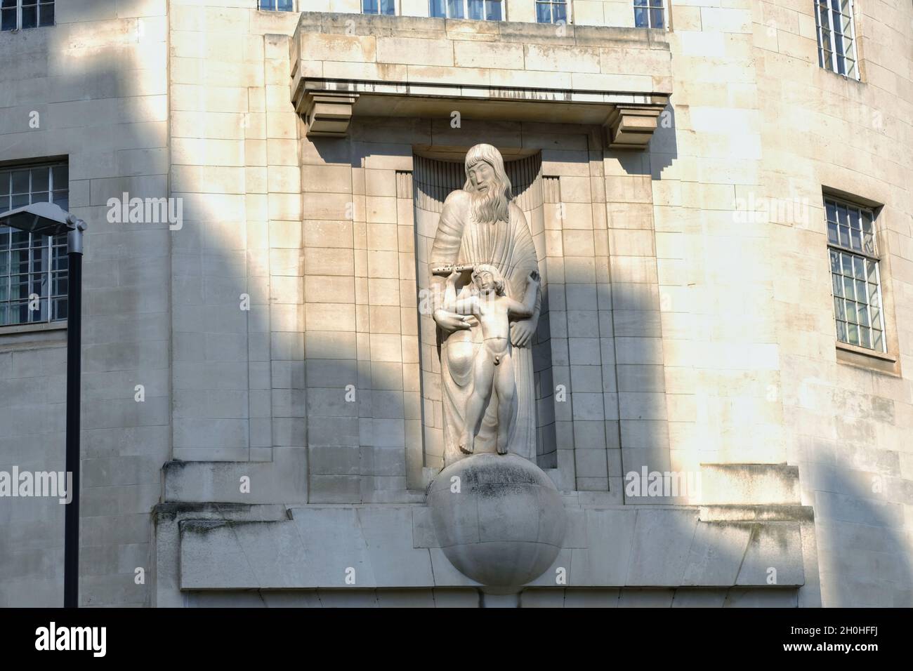 London, UK. The statue of 'Prospero And Ariel' outside the BBCs