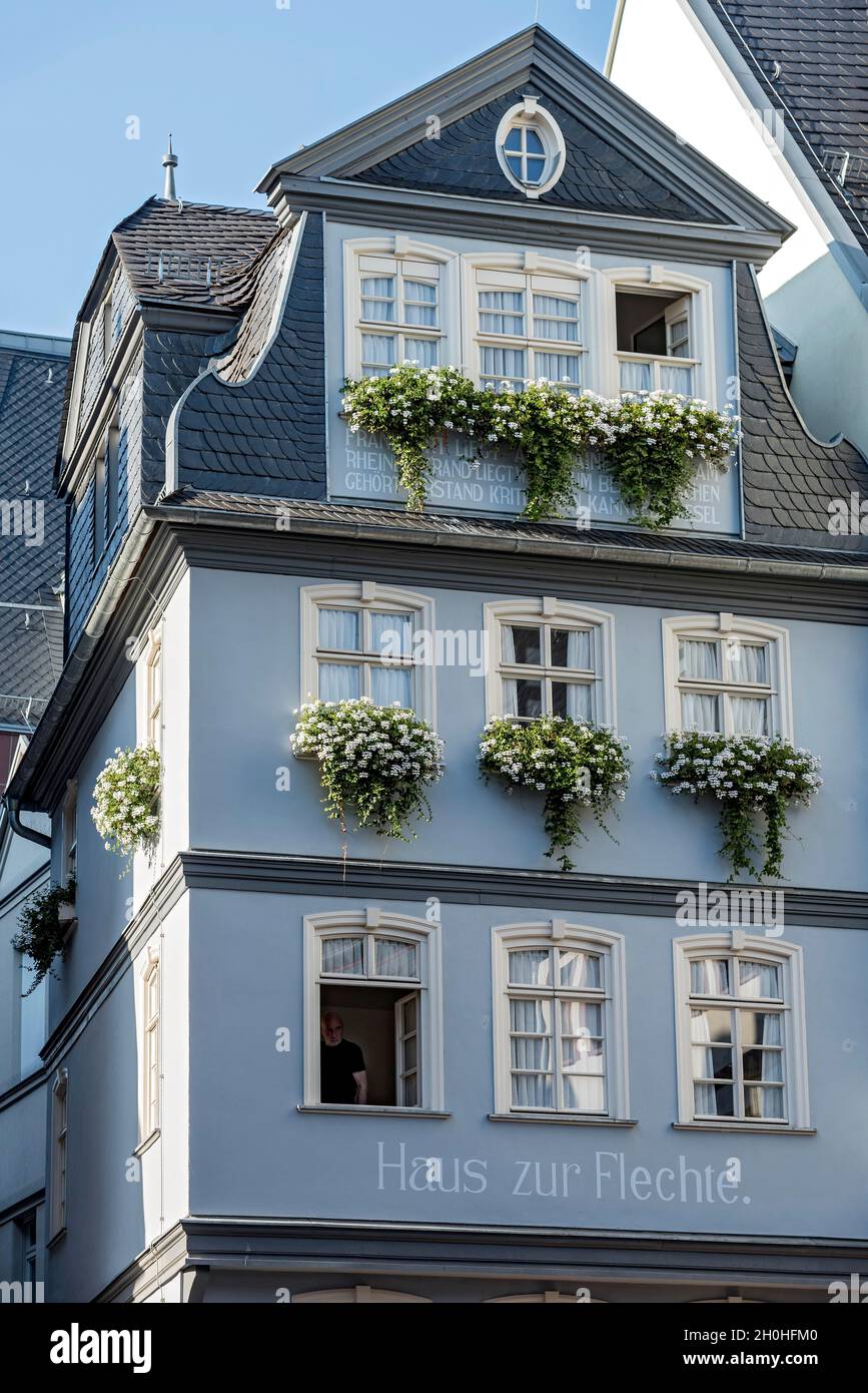 Haus Zur Flechte am Huehnermarkt, New Frankfurt Old Town, Dom-Roemer-Viertel, Frankfurt am Main, Hesse, Germany Stock Photo