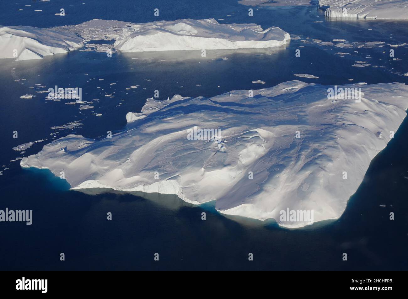 Icebergs from above, aerial view, Ilulissat, Icefjord, Sermeq Kujalleq ...