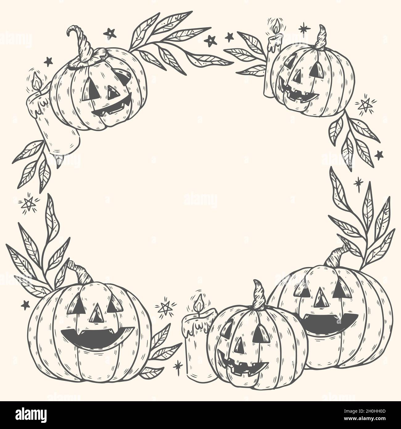 hand drawn halloween frame design vector illustration Stock Vector ...