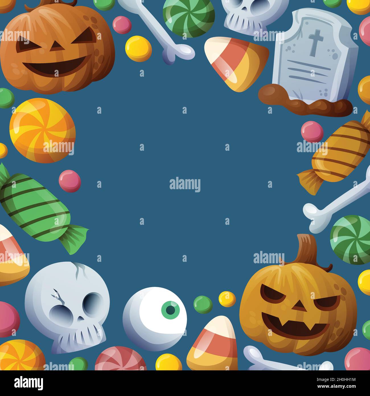 hand drawn halloween frame template vector design illustration Stock Vector