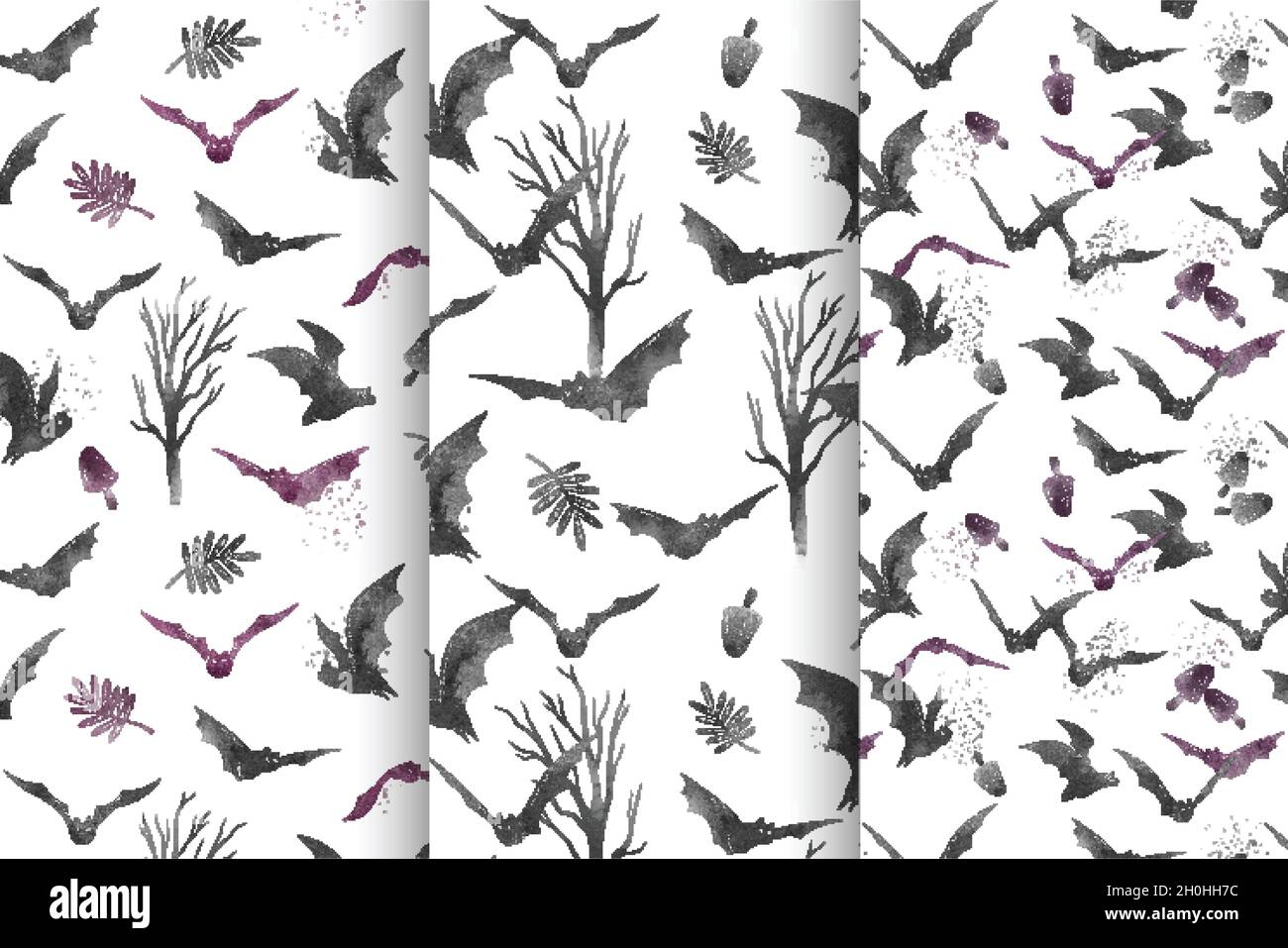 watercolor Halloween patterns design vector illustration Stock Vector