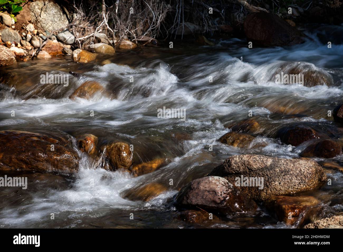 Flowing waters of Summers Creek in Mono County, California Stock Photo
