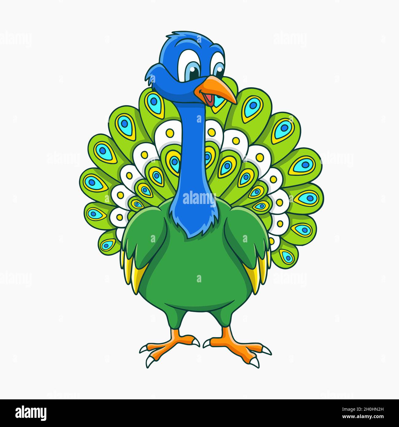 Peacock Standing Vector Illustration Cartoon Stock Vector Image & Art -  Alamy