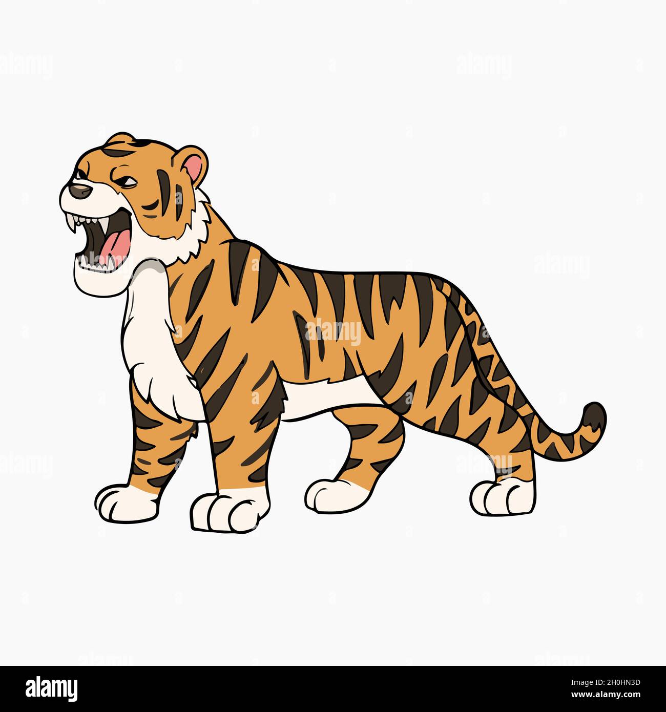 Tiger Roaring Vector Illustration Cartoon Stock Vector Image & Art ...