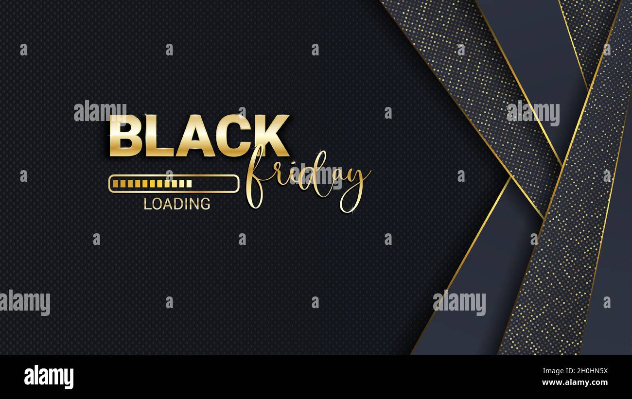 Black Friday loading bar background, banner poster design template. Progress loading bar. Black friday sale. Vector illustration. Stock Vector