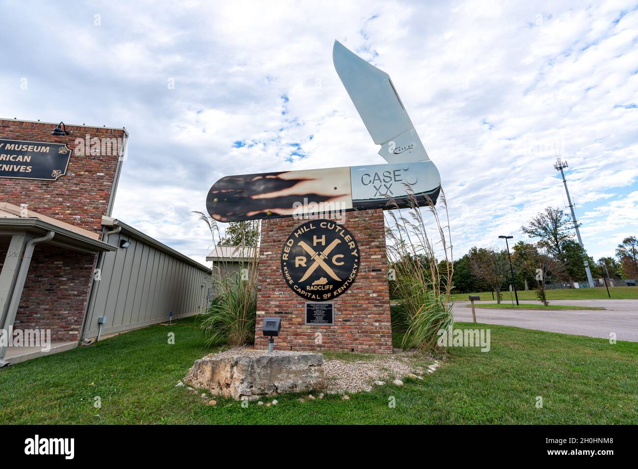 Radcliff, KY, USA - October 11, 2021: The Guinness Book of World Records certified this month that Red Hill Cutlery had the largest  pocket knife. Stock Photo