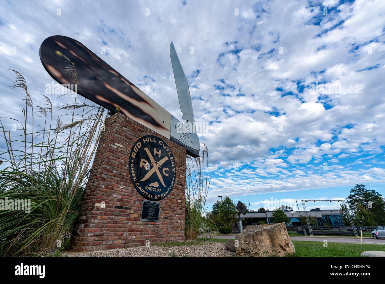 Radcliff, KY, USA - October 11, 2021: The Guinness Book of World Records certified this month that Red Hill Cutlery had the largest  pocket knife. Stock Photo