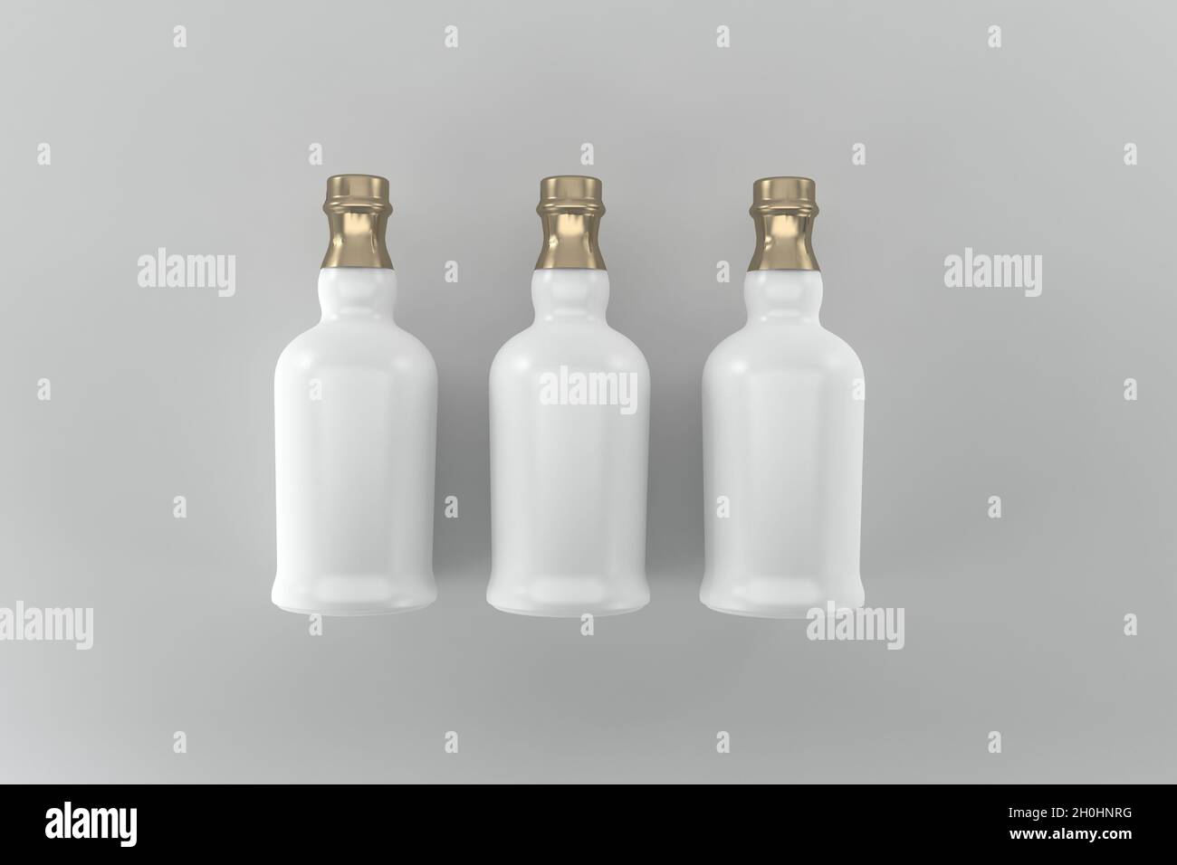 3d render of white bottles with liisolated on gray background Stock ...