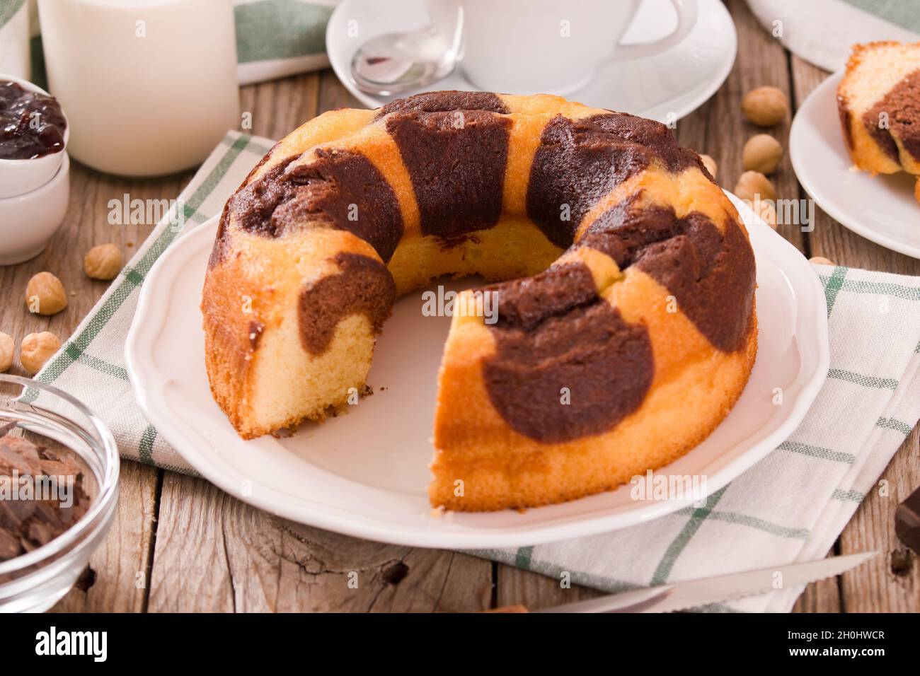 Marble ring cake Stock Photo Alamy