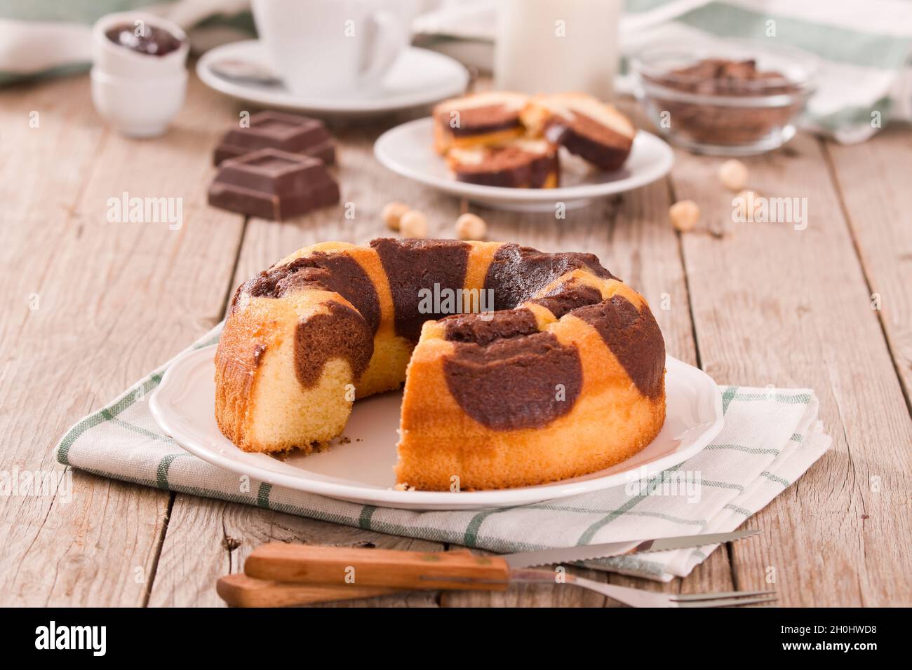 Marble ring cake Stock Photo Alamy