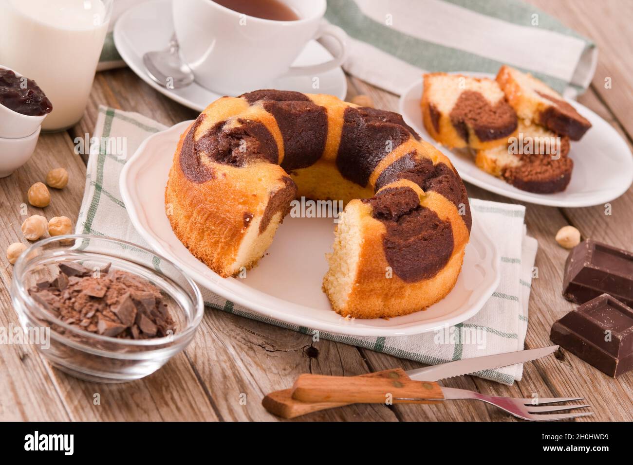 Marble ring cake Stock Photo Alamy