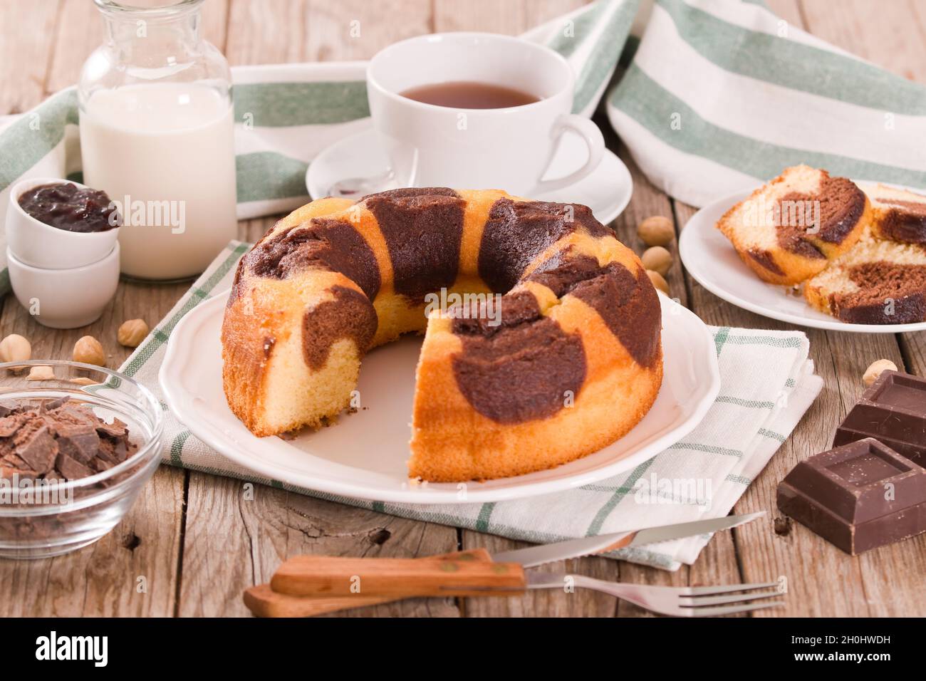 Marble ring cake Stock Photo Alamy