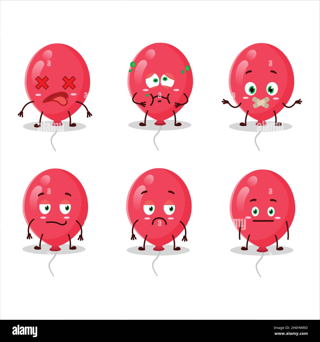 Red balloons cartoon character with nope expression. Vector