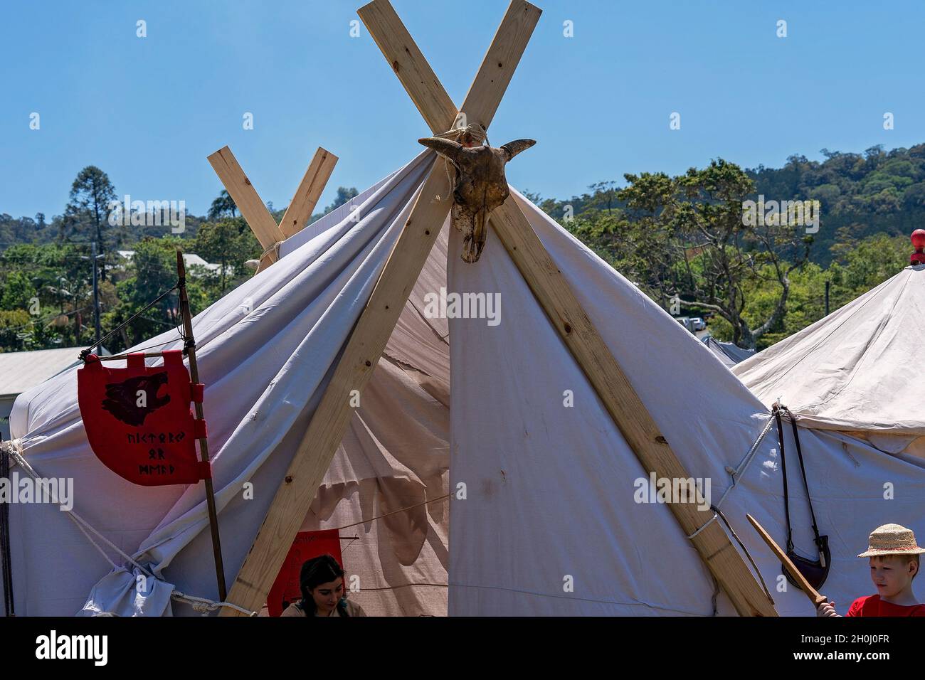 Eungella, Queensland, Australia - October 2021: An animal skull tied to  outside of a tent in a viking re-enactment village at a country fair Stock  Photo - Alamy
