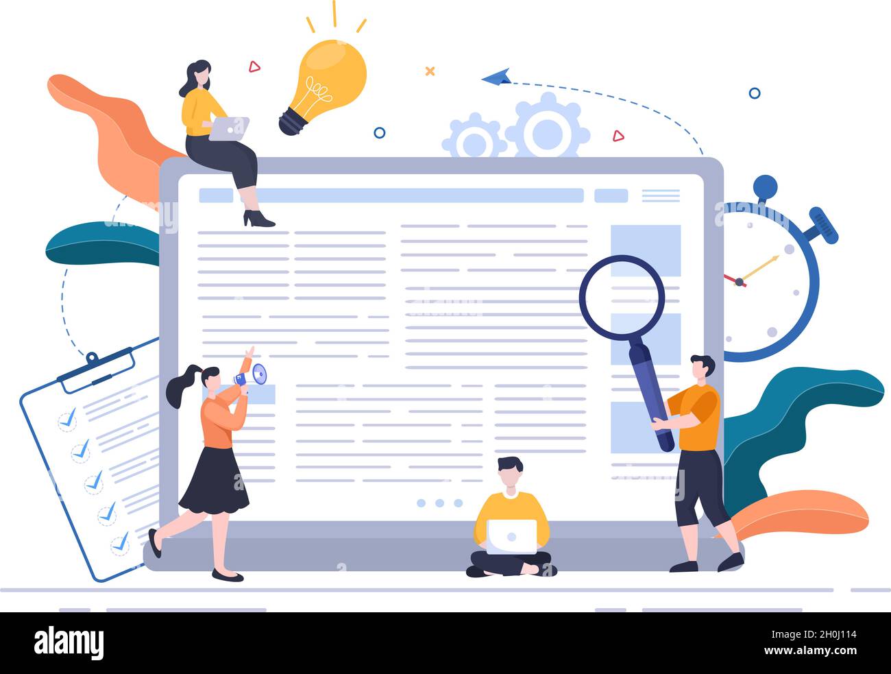 Content Writer or Journalist Background Vector Illustration For Copy ...