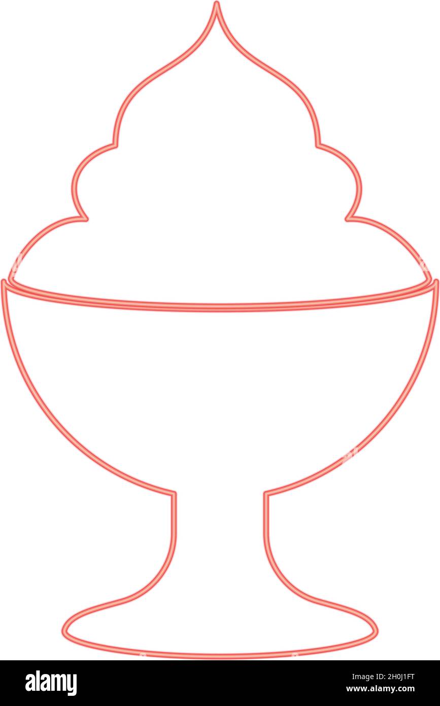 Neon ice cream red color vector illustration flat style light image Stock Vector