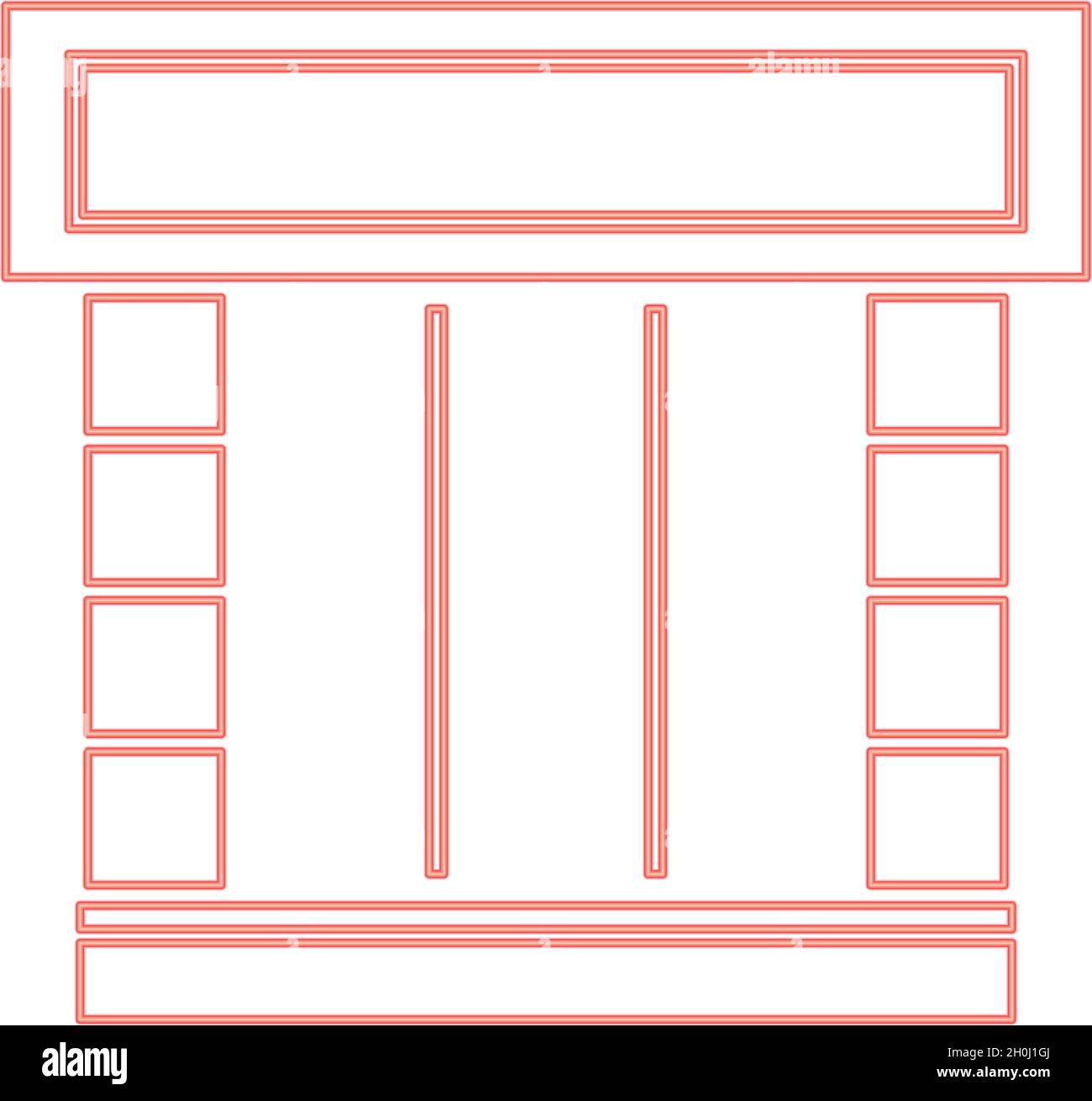 Neon shopfront red color vector illustration flat style light image Stock Vector