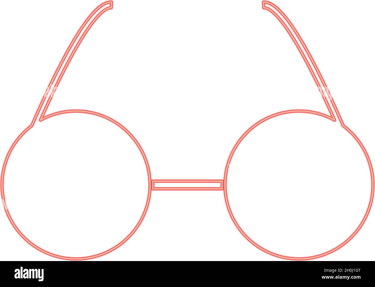 Neon glasses red color vector illustration flat style light image Stock Vector
