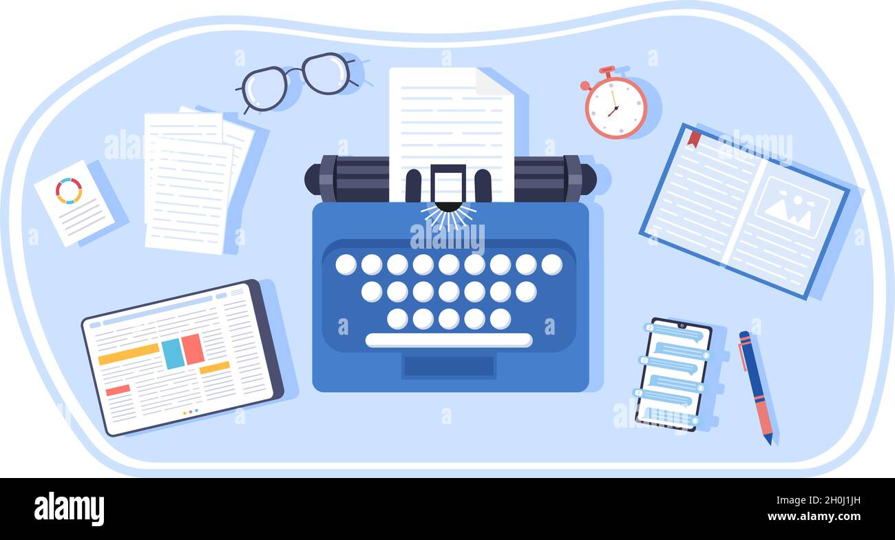 Content Writer or Journalist Background Vector Illustration For Copy ...