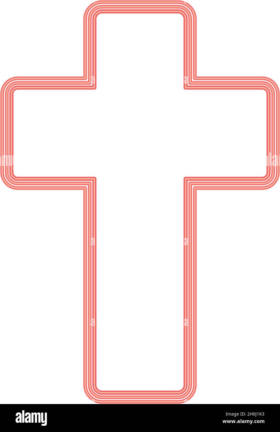 Neon church cross red color vector illustration flat style light image Stock Vector