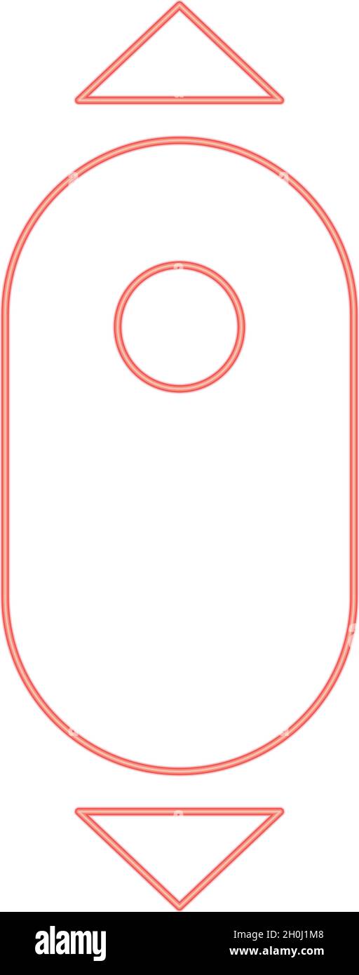 Neon scroll down computer mouse red color vector illustration flat style light image Stock Vector