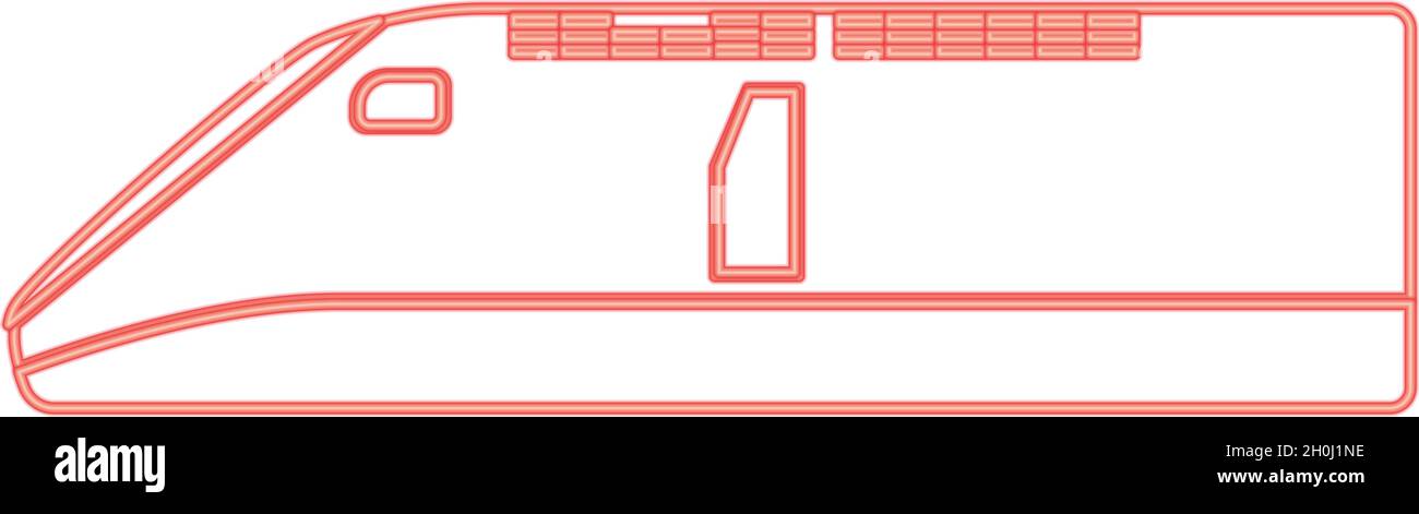 Neon speed train red color vector illustration flat style light image Stock Vector