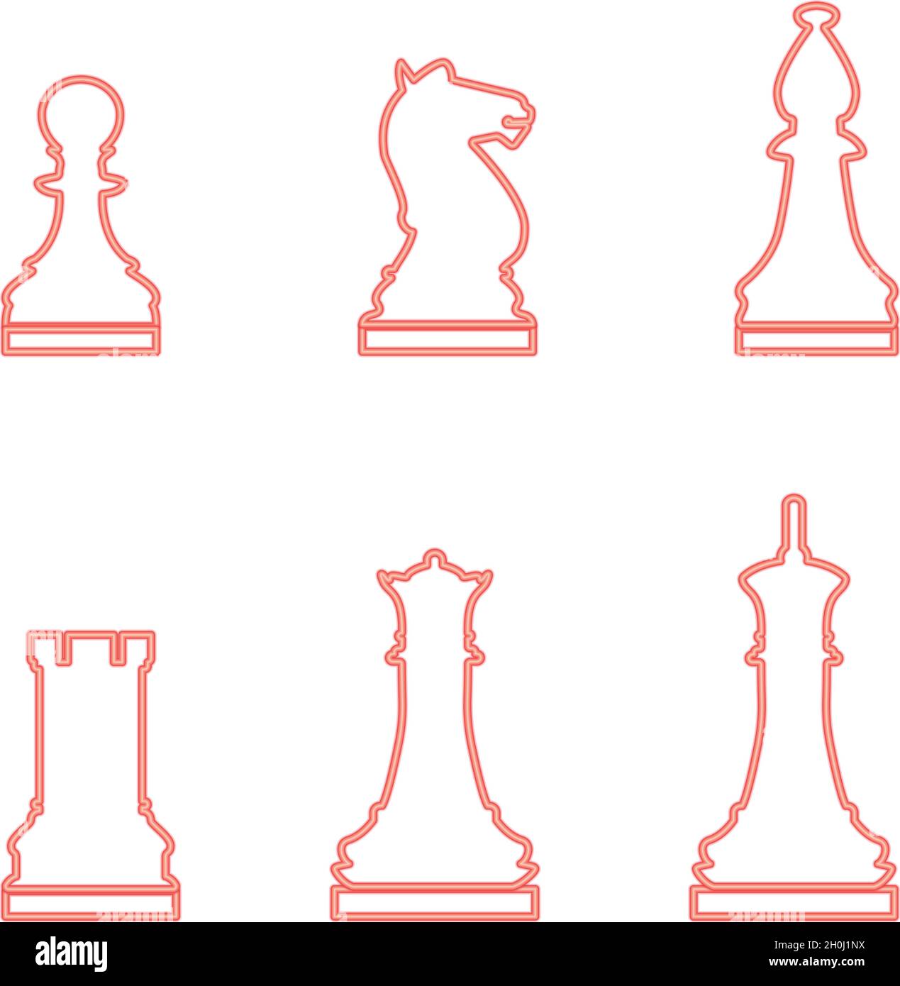 Neon chessboard and chess pieces line figures red color vector illustration  image flat style 14966956 Vector Art at Vecteezy