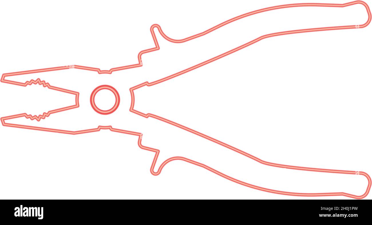 Neon pliers red color vector illustration flat style light image Stock Vector