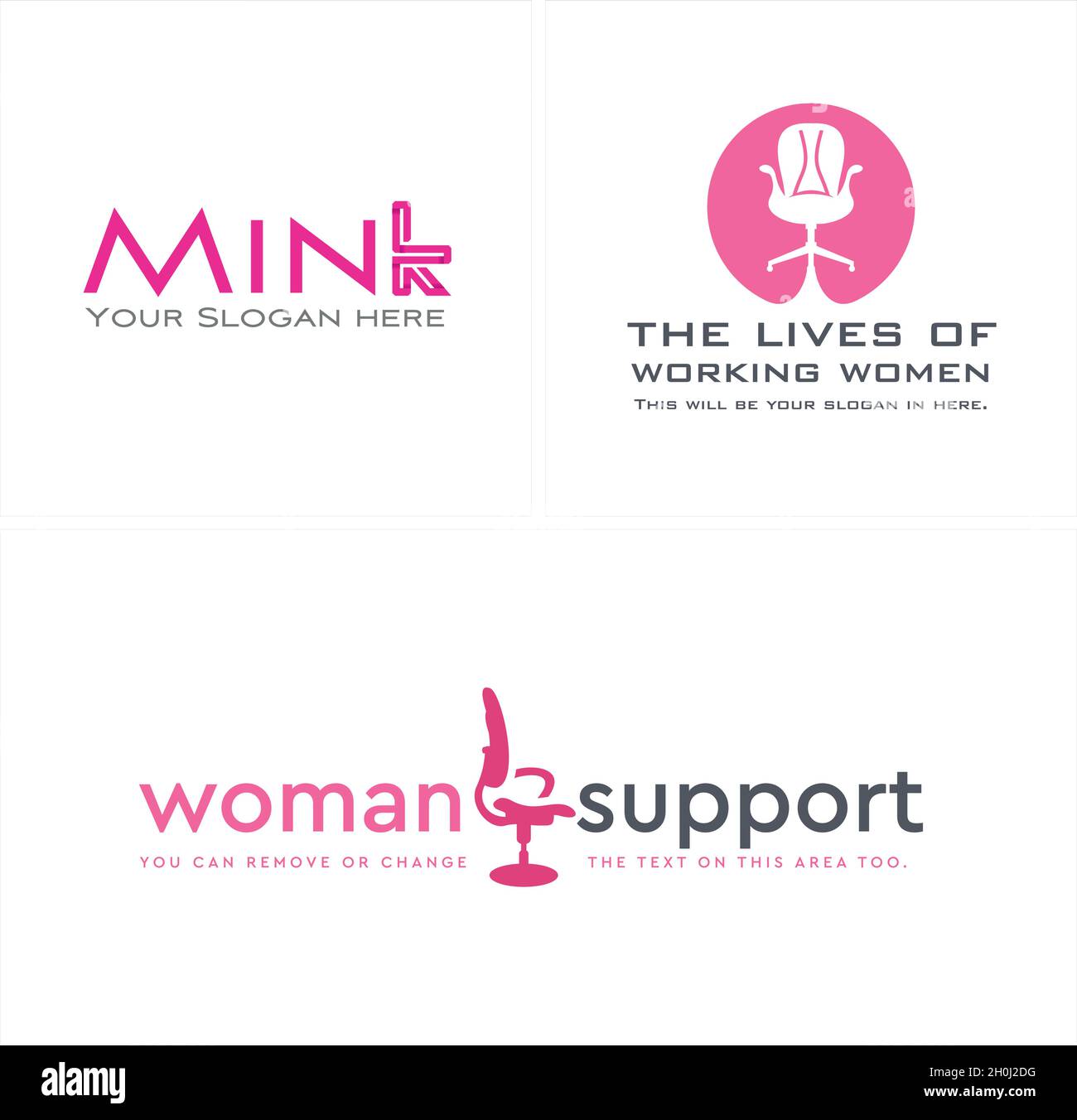 Modern of office working women chair logo design Stock Vector Image ...