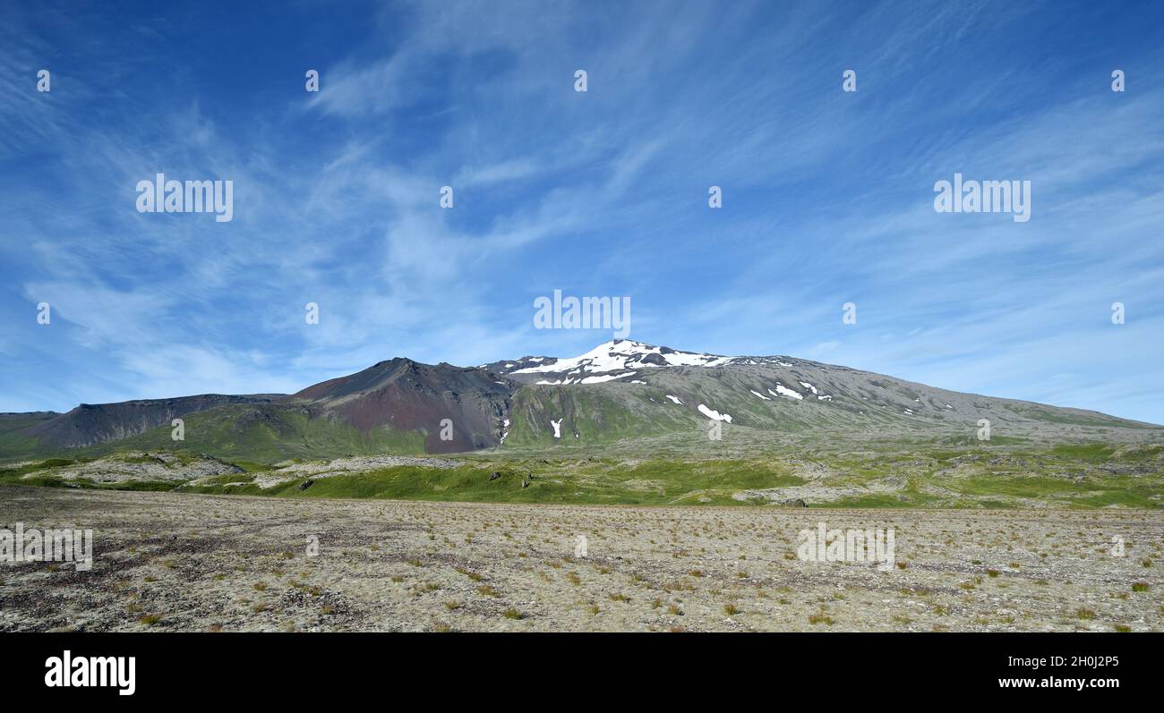 Westfjords mountains with blue sky in Iceland Stock Photo