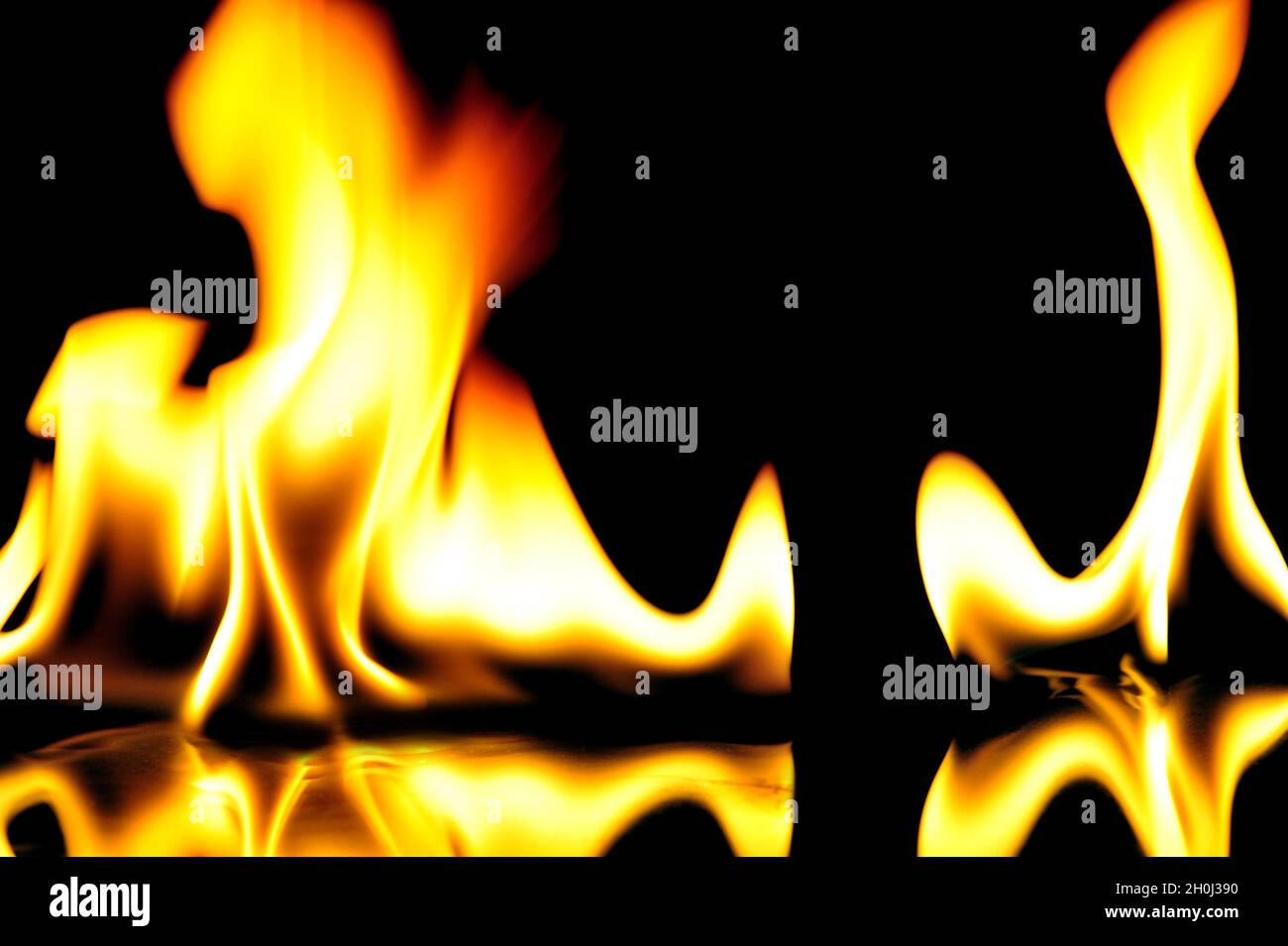 Fire flames on black Stock Photo