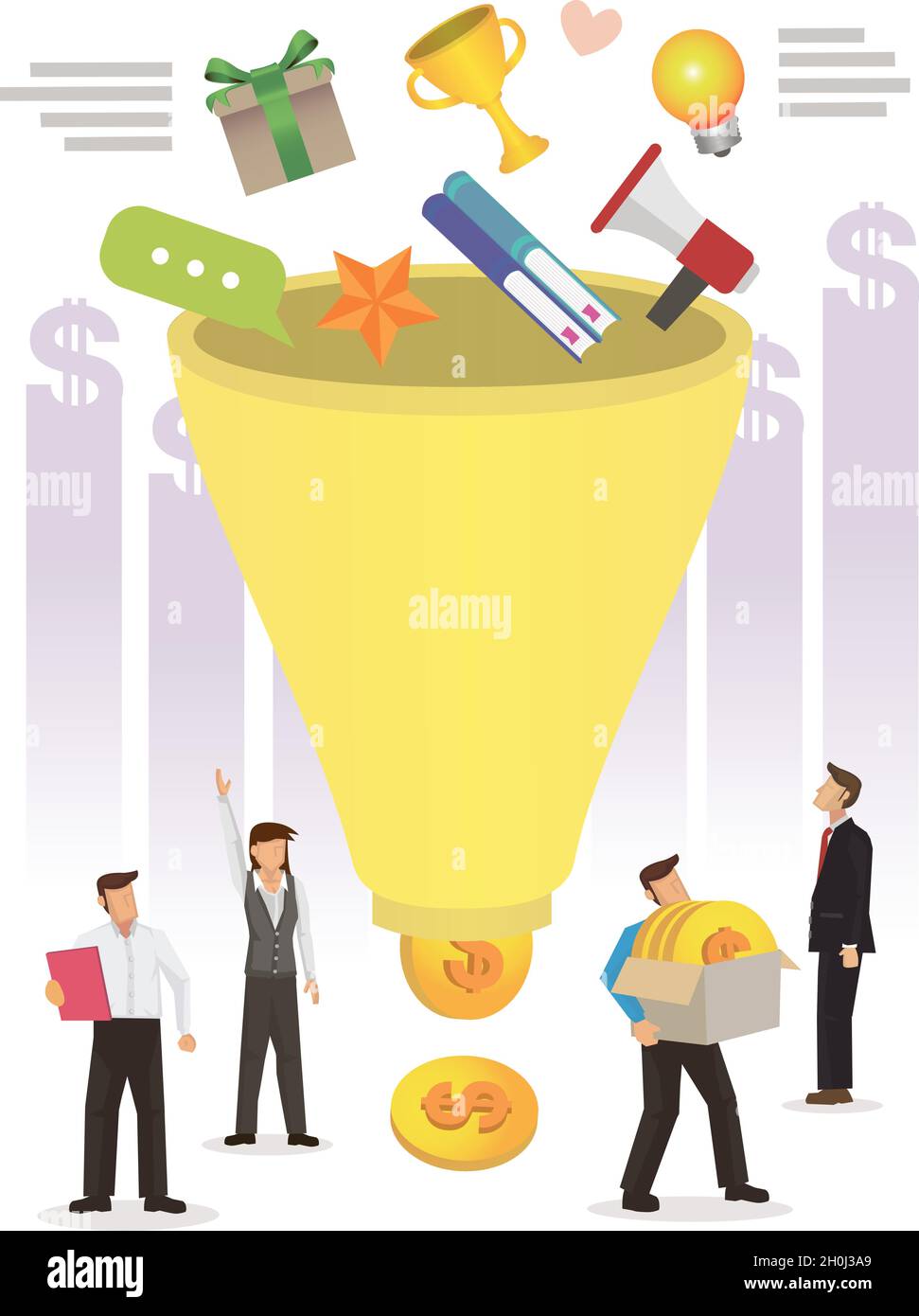 Digital marketing funnel leads generation with customers, marketing