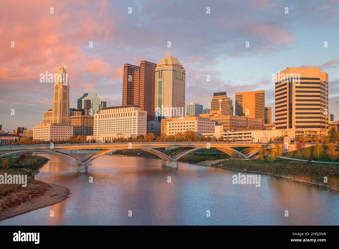 View of downtown Columbus Ohio Skyline at Sunset Stock Photo Alamy