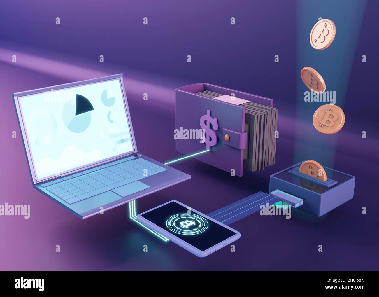 3d cryptocurrency rendering modern design Stock Photo - Alamy