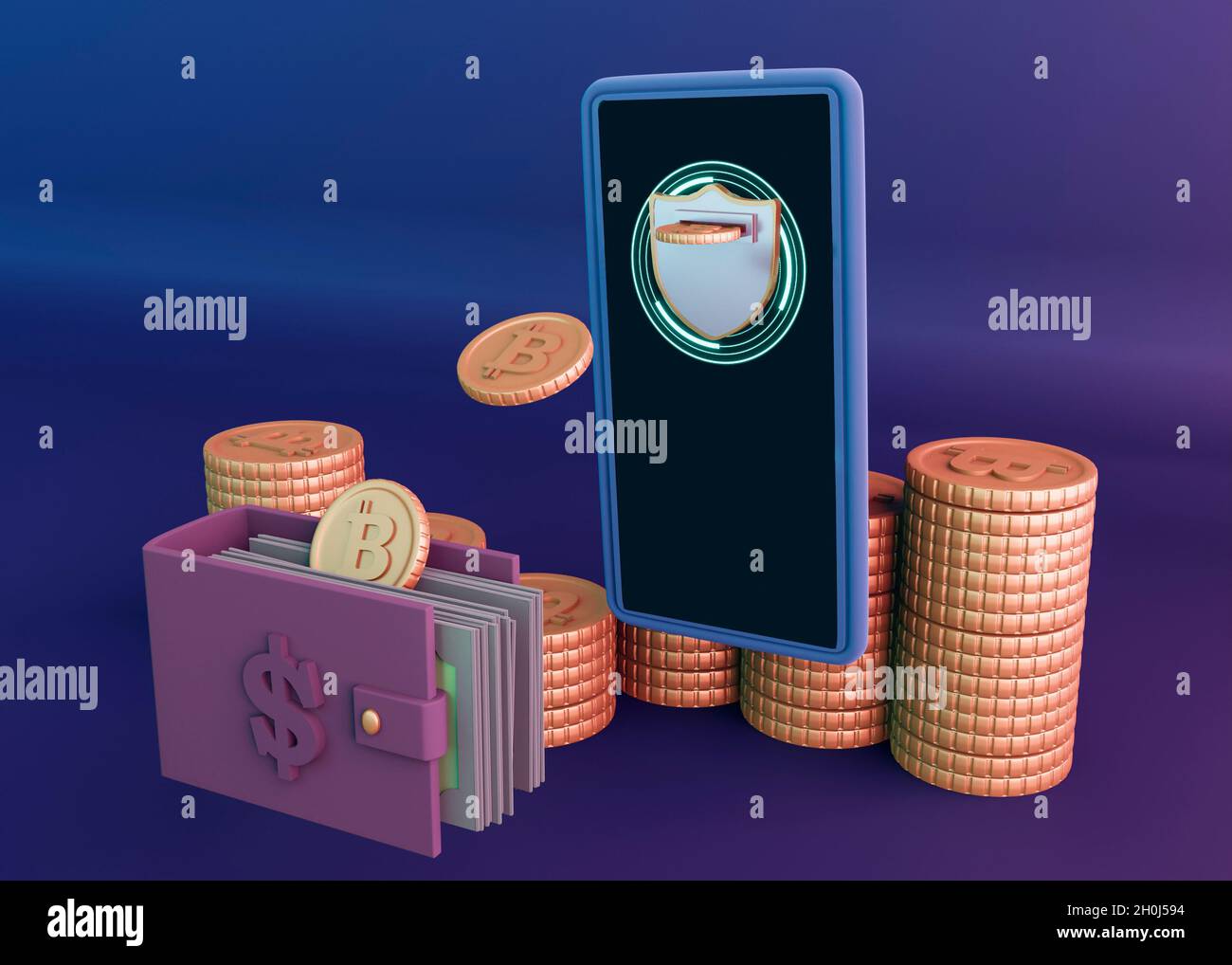 3d cryptocurrency rendering modern design Stock Photo - Alamy