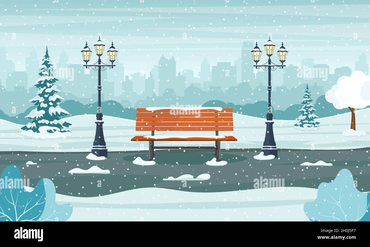 Public park winter Stock Vector Images - Alamy